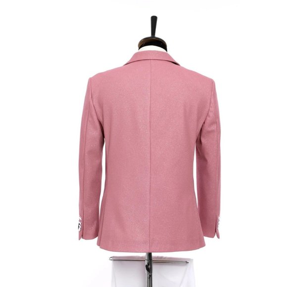 Derman Pink Pointed Collar Silvery Classic 2 Piece Tuxedo - Picture 2 of 5